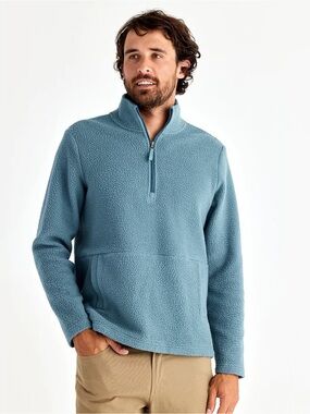 Free Fly Men’s Sherpa Quarter Zip – Stormy Sea – Size Medium